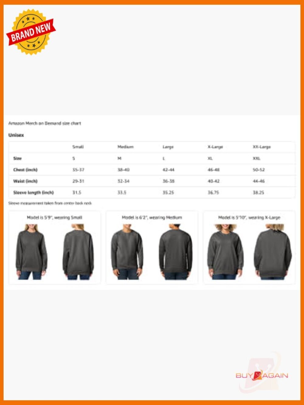 Gray Comfort Colors Adult Sweatshirt Crew Neck Cotton Blend Long Sleeve - Picture 2 of 2